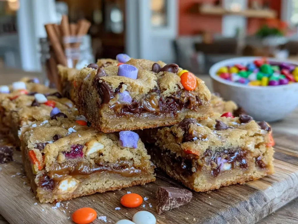 leftover Halloween candy cookie bars - featured image