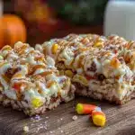 lightened-up candy corn popcorn bark - featured image