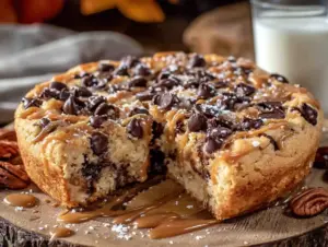 lighter giant thanksgiving chocolate chip cookie cake - featured image