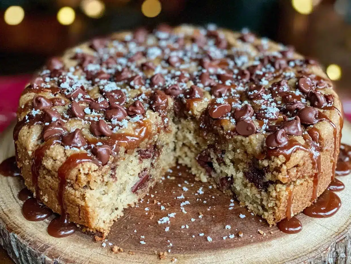 lighter giant thanksgiving chocolate chip cookie cake preparation steps