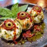 quick monster eyeball caprese skewers - featured image